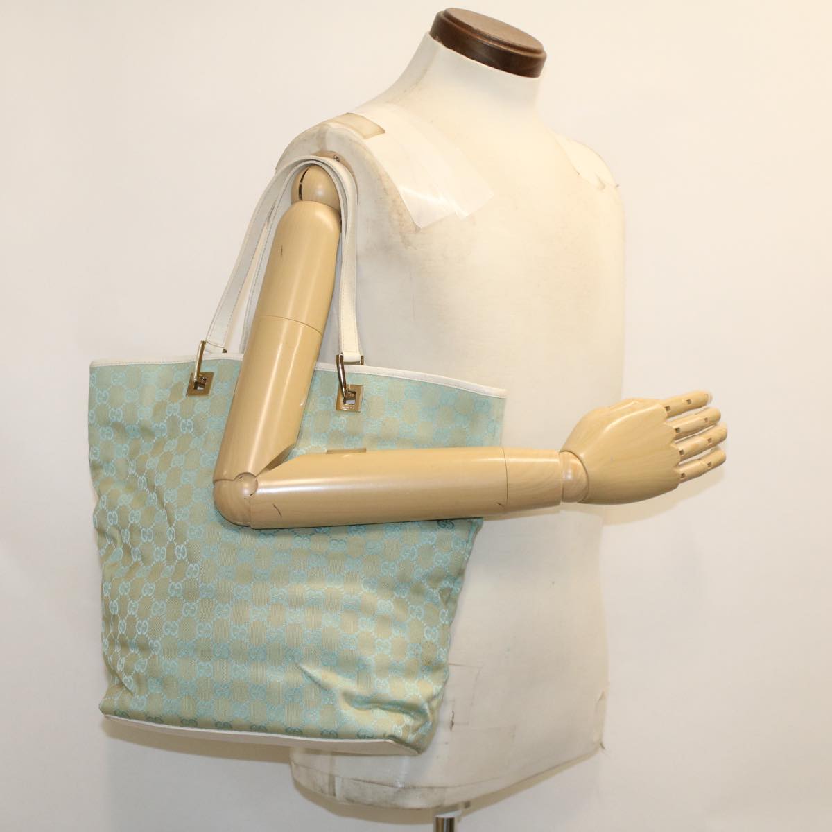 GUCCI GG Canvas Tote Bag Light Blue 46308