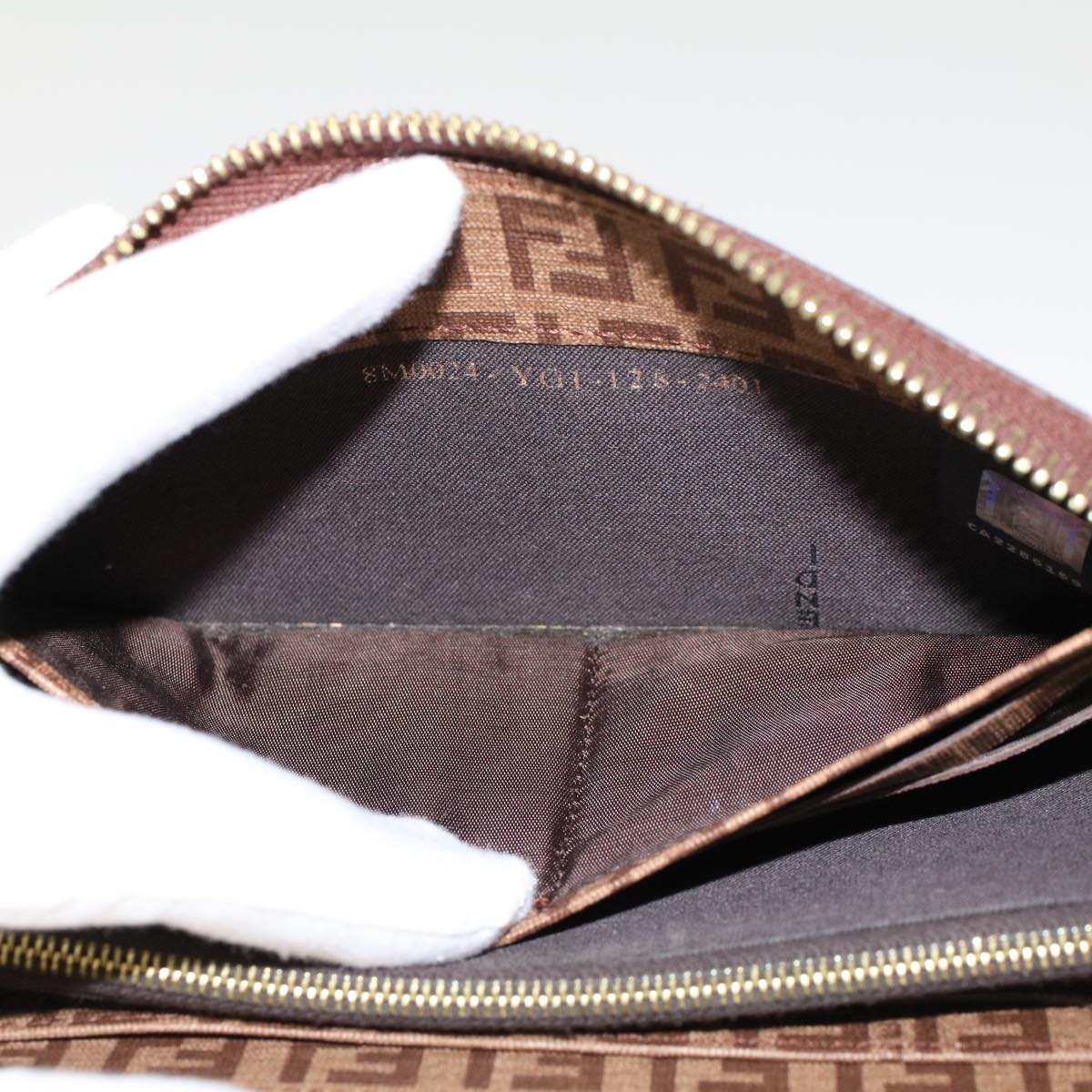 FENDI Zucchino Canvas Long Wallet Brown 46402