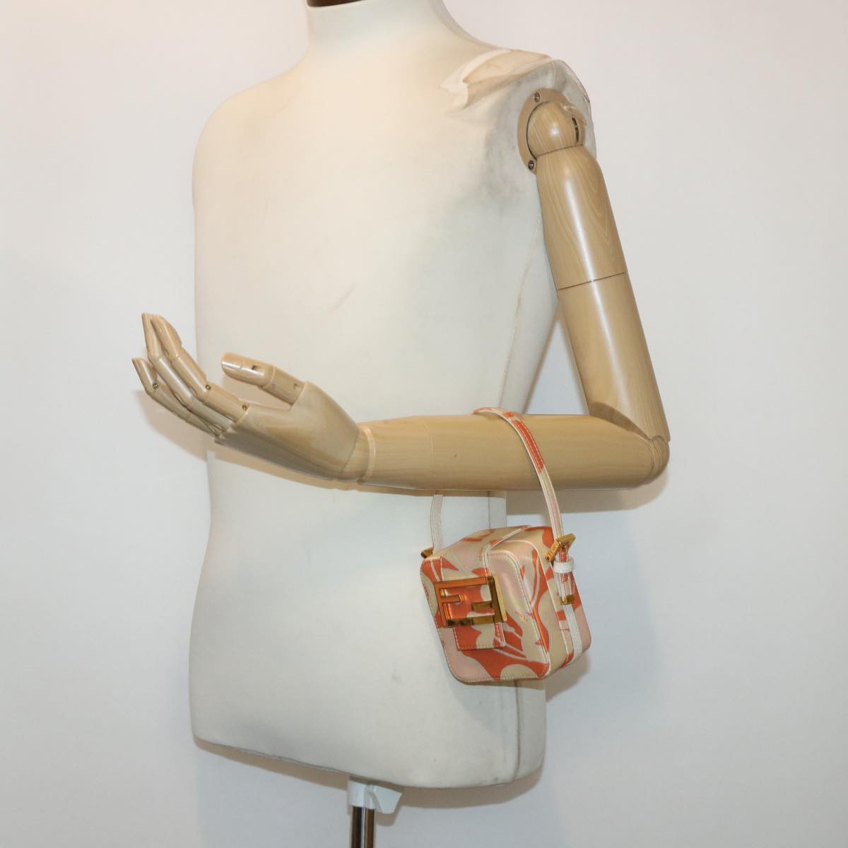 FENDI Mini Mamma Baguette Pouch Nylon Orange 46674