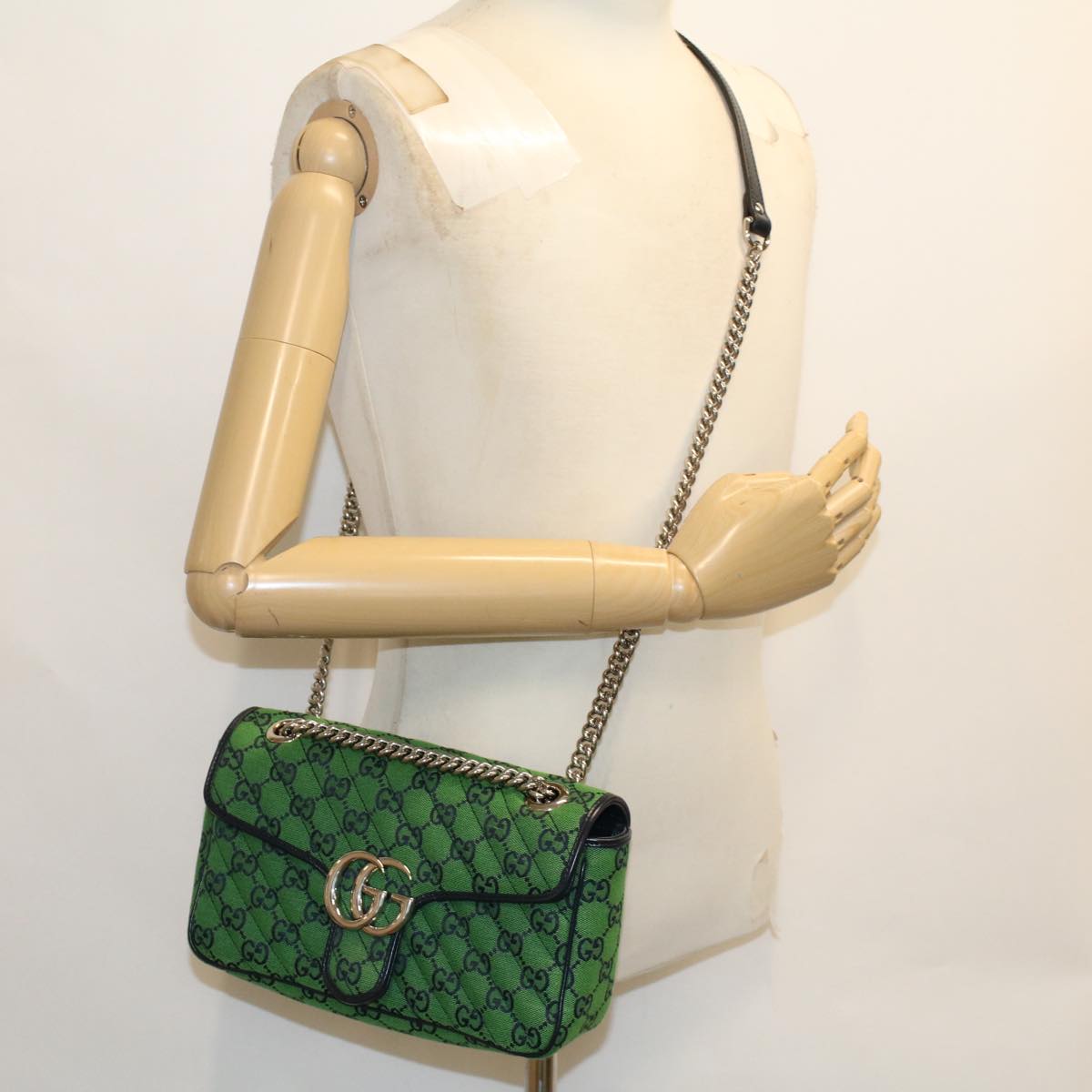 GUCCI GG Marmont Chain Shoulder Bag Green 47997A