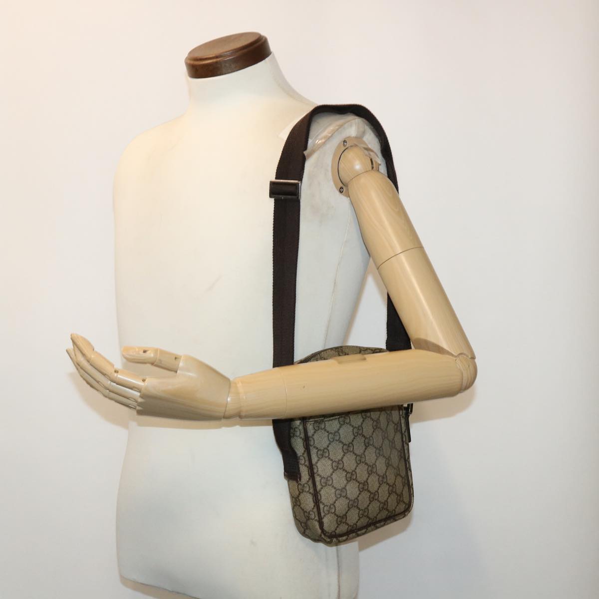 GUCCI GG Canvas Shoulder Bag PVC Leather Beige 122754 48240
