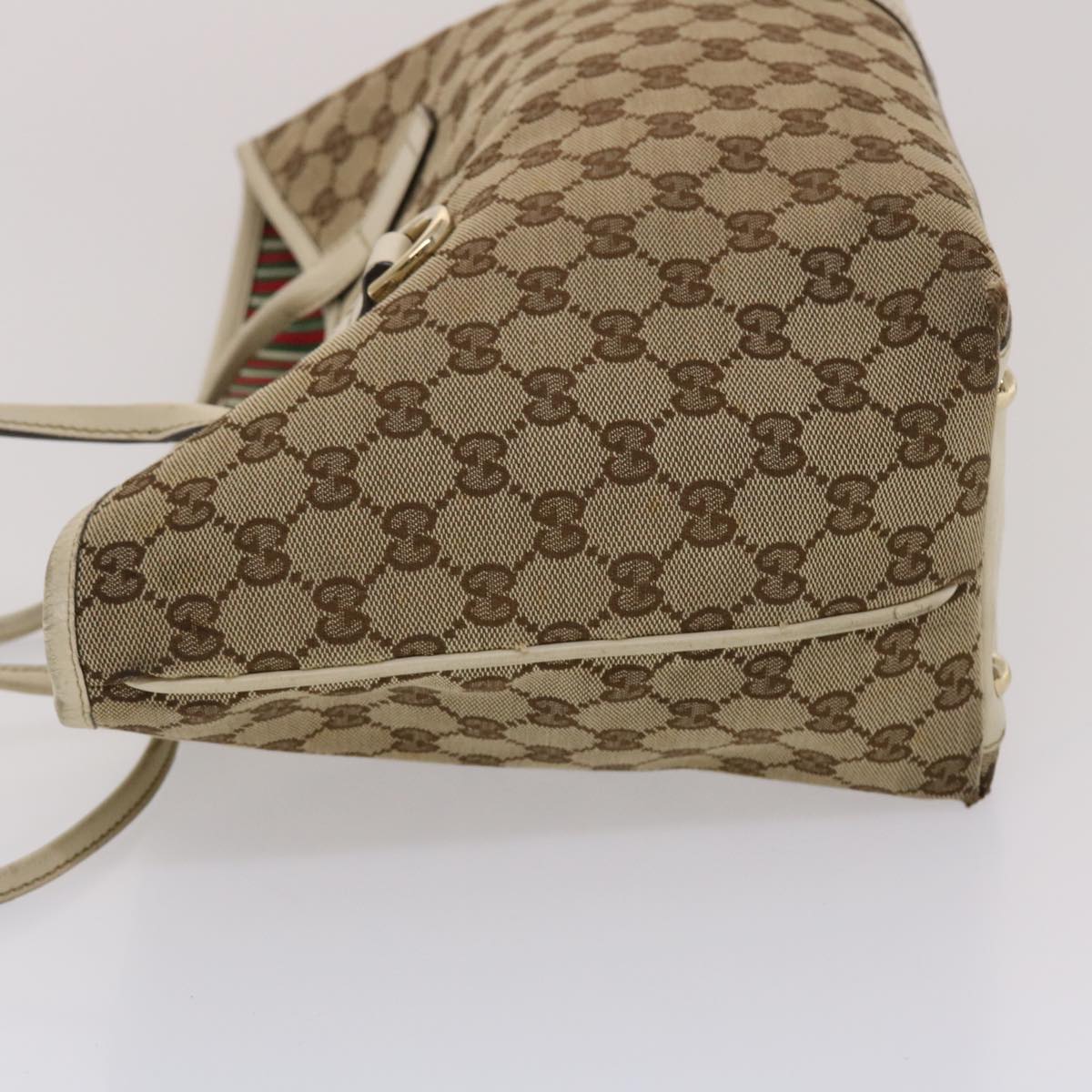 GUCCI GG Canvas Tote Bag Beige White 49055