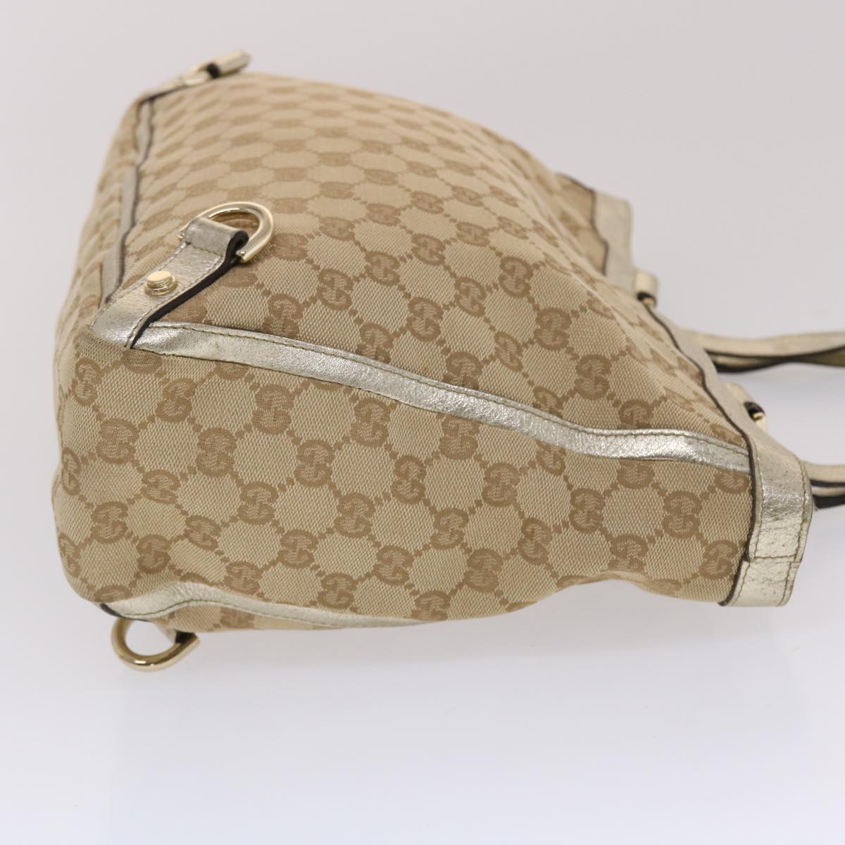 GUCCI GG Canvas Tote Bag Beige Gold 49062