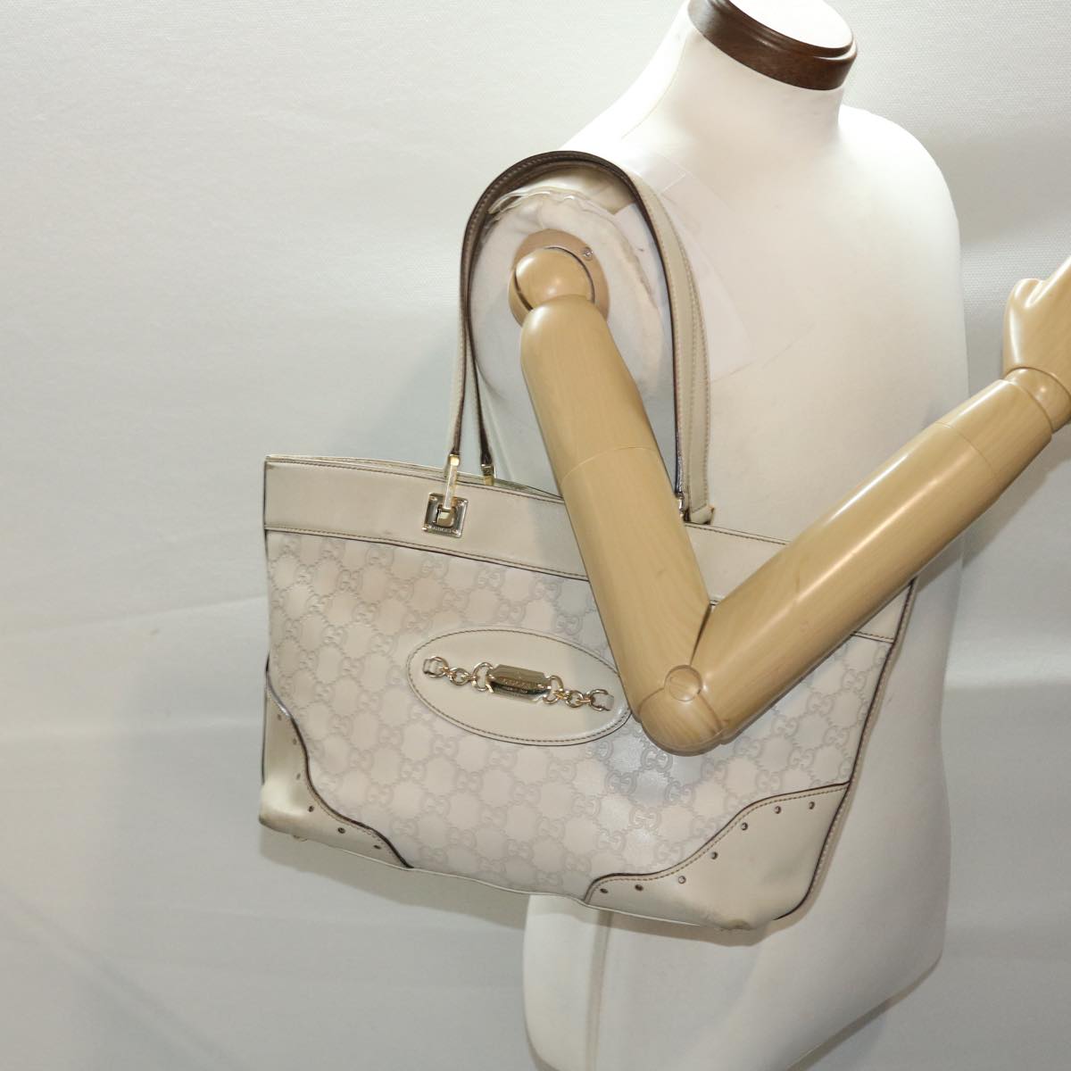 GUCCI Gucci Shima Tote Bag Leather White 49072