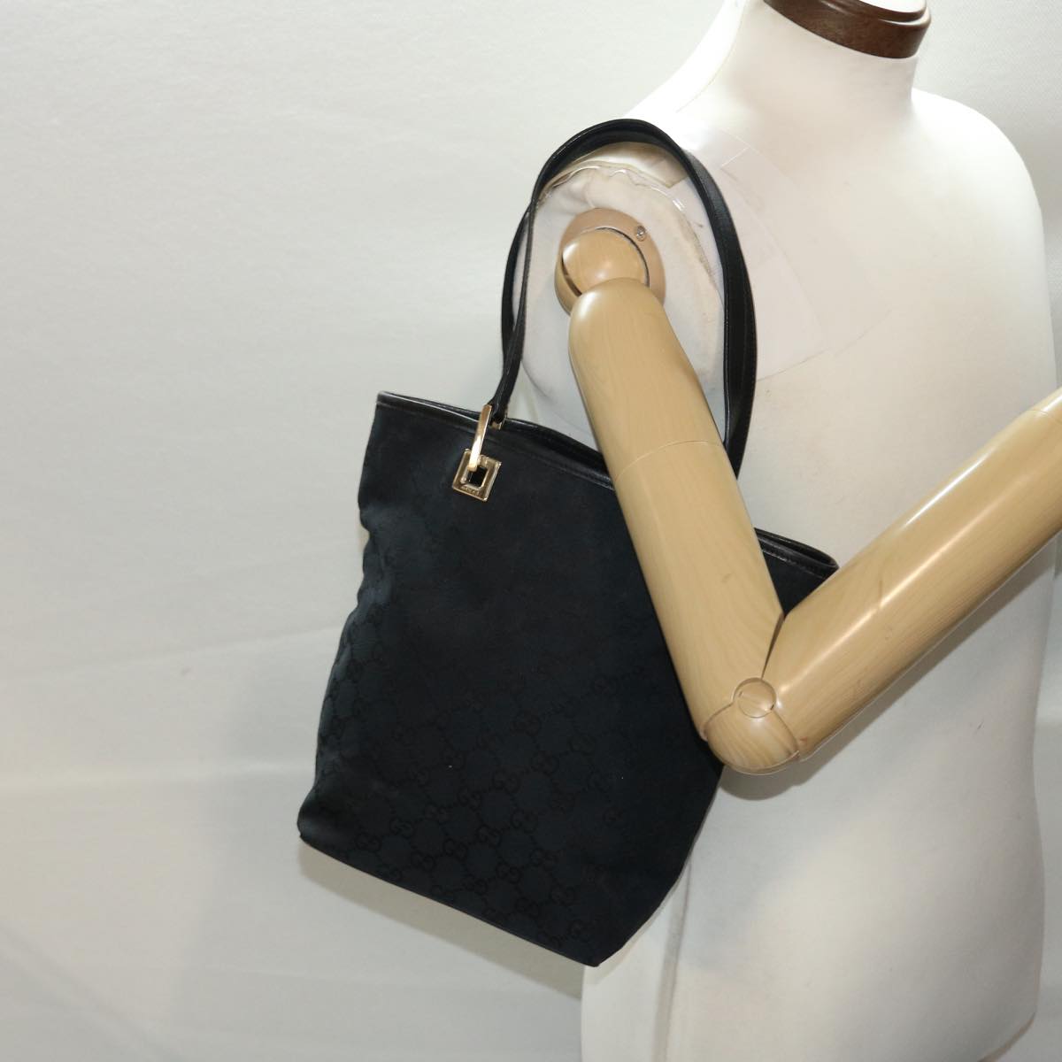 GUCCI GG Canvas Hand Bag Black 49083