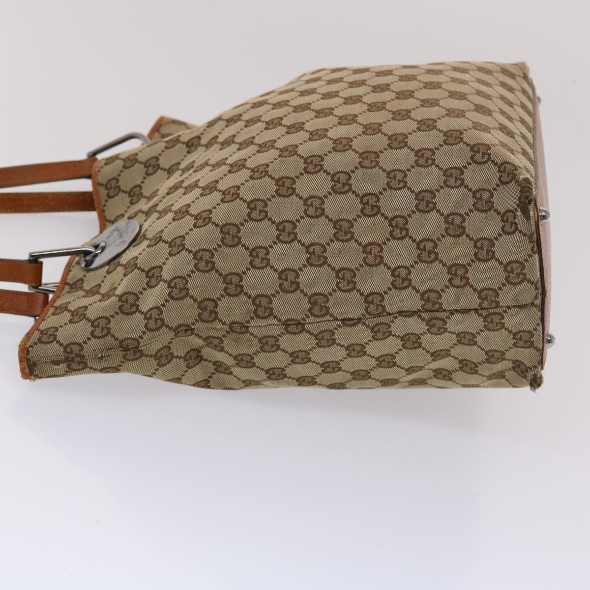 GUCCI GG Canvas Tote Bag Canvas Leather Beige Brown 120836 49290