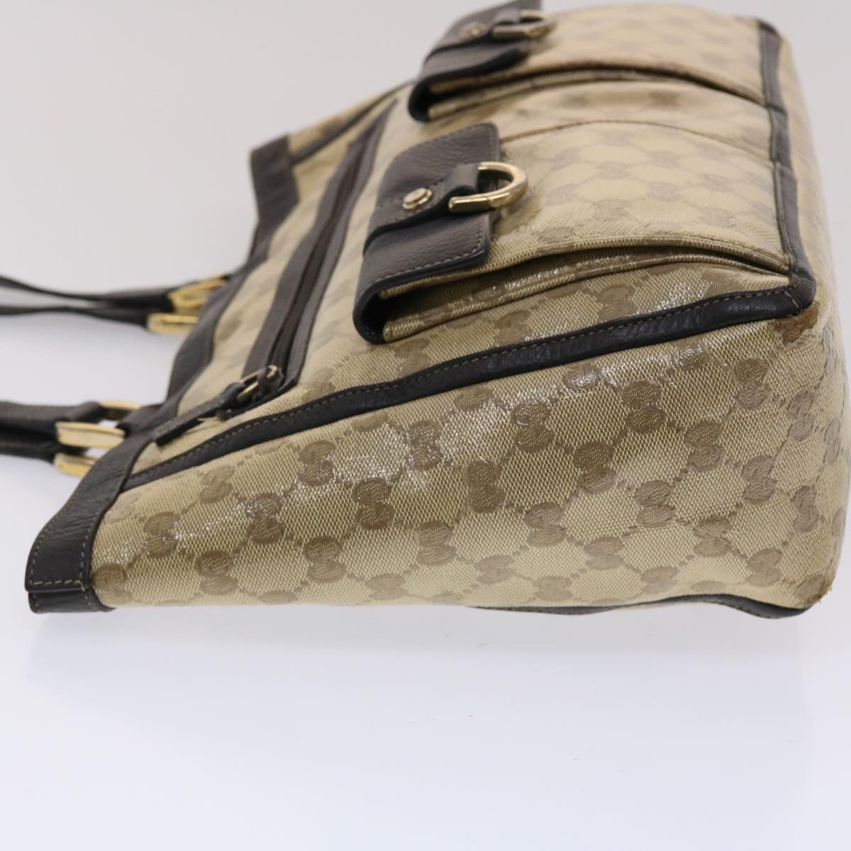 GUCCI GG Canvas Tote Bag Coated Canvas Beige Dark Brown 268639 49291
