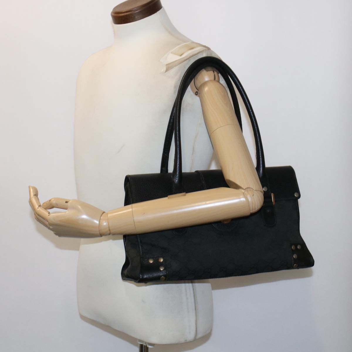 GUCCI GG Canvas Hand Bag Black 49297