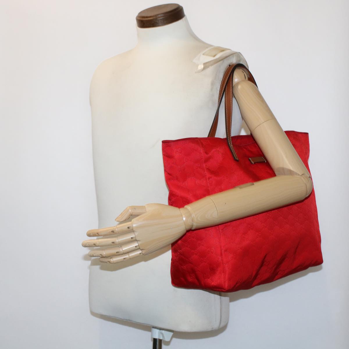 GUCCI GG Canvas Hand Bag Red 282439 49409
