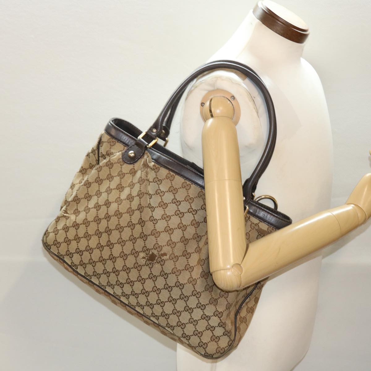 GUCCI GG Canvas Hand Bag Beige 296835 49597