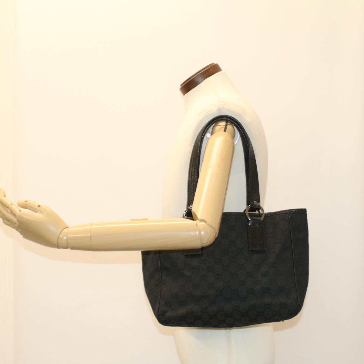 GUCCI GG Canvas Hand Bag Black 1130193444 49603