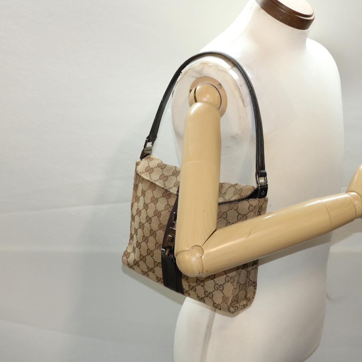 GUCCI GG Canvas Jackie Hand Bag Beige 001 3734 49789