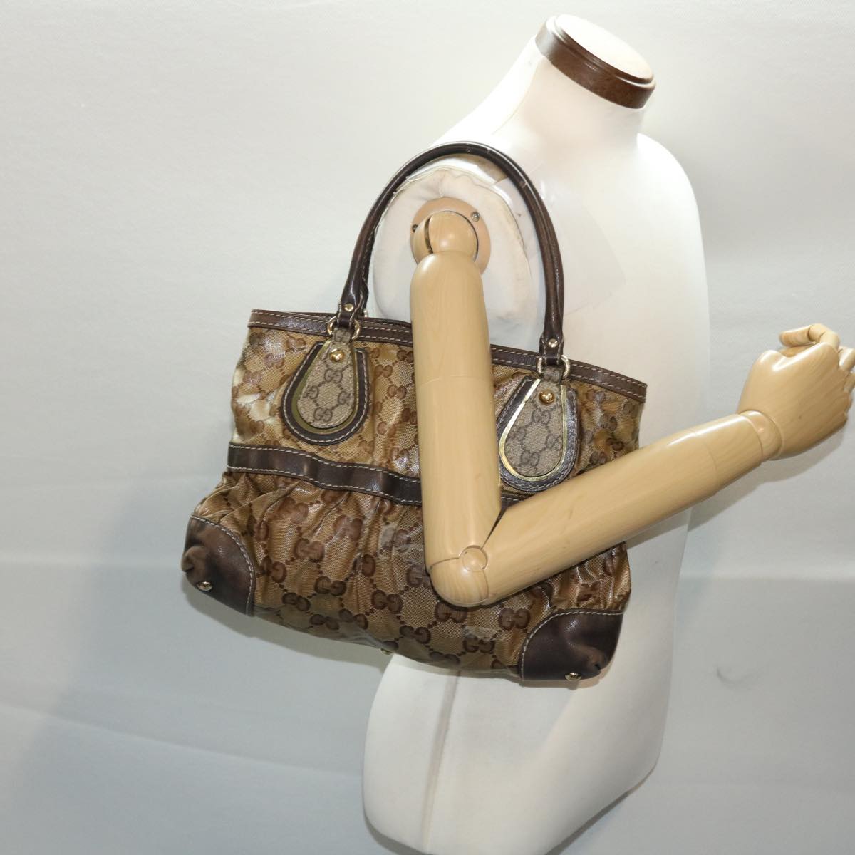 GUCCI GG Crystal Hand Bag Beige 223964 49797