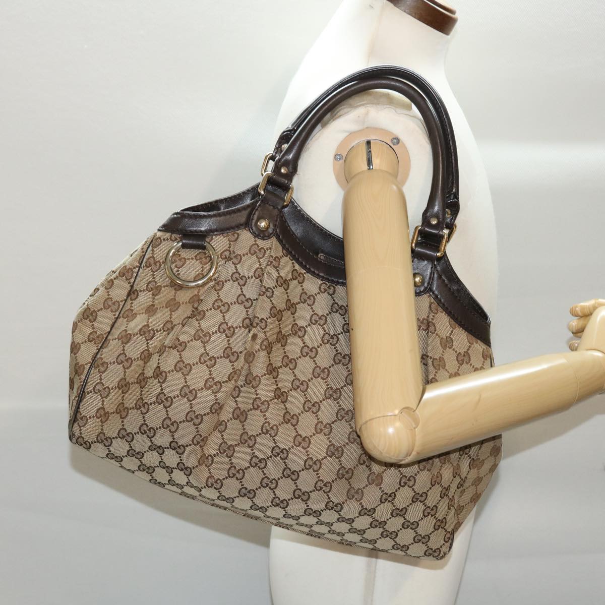 GUCCI GG Canvas Hand Bag Beige 211944 49931