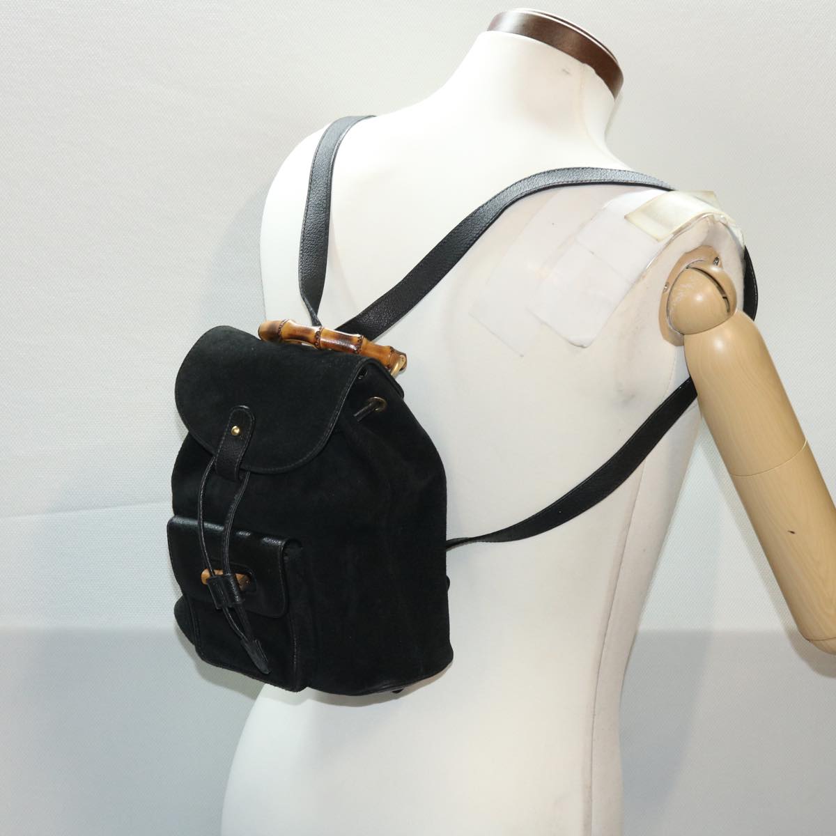 GUCCI Bamboo Backpack Suede Black 003.1705.0030 49982