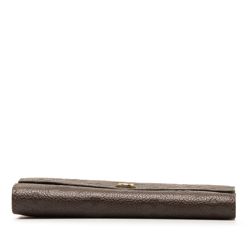 Louis Vuitton Monogram Amplant Portefolio Curry Compact Three Fold Wallet M60543 Tear Brown Leather Louis Vuitton
