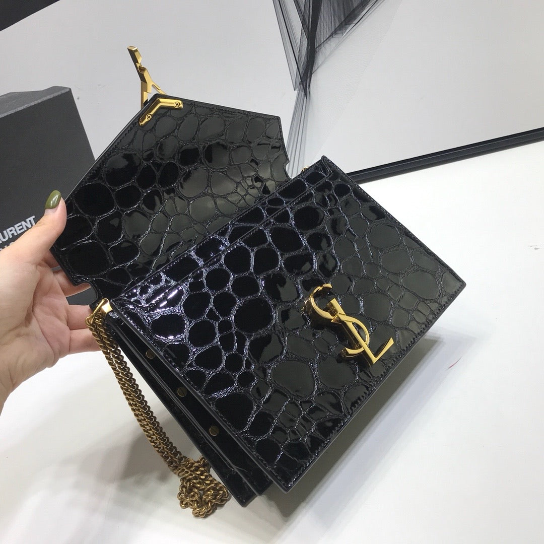GLAMI Cassandra Small Crossbody Bag With Stone Print Black For Women 7.4in/19cm YSL