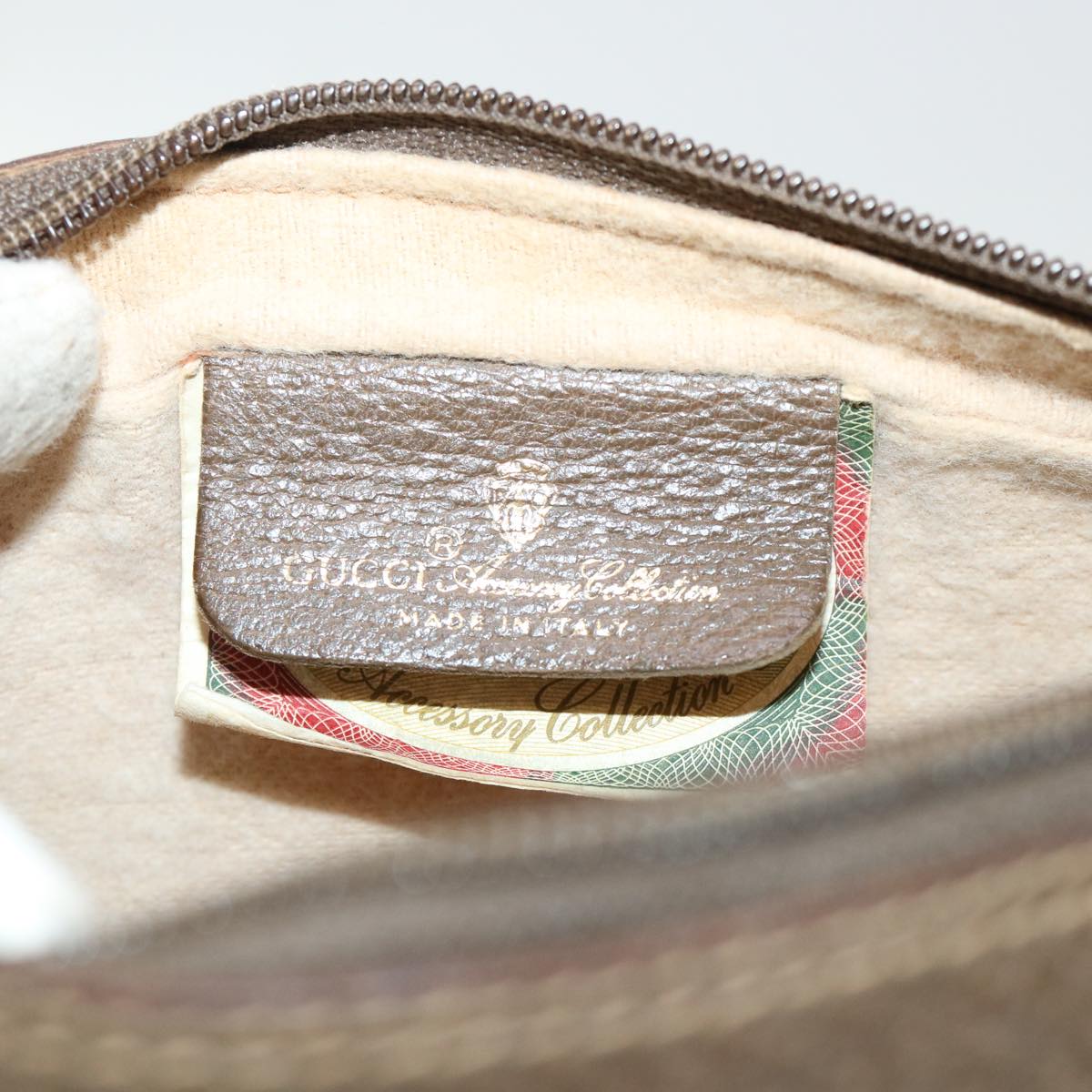 GUCCI GG Canvas Web Sherry Line Clutch Bag PVC Leather Beige Red 50795