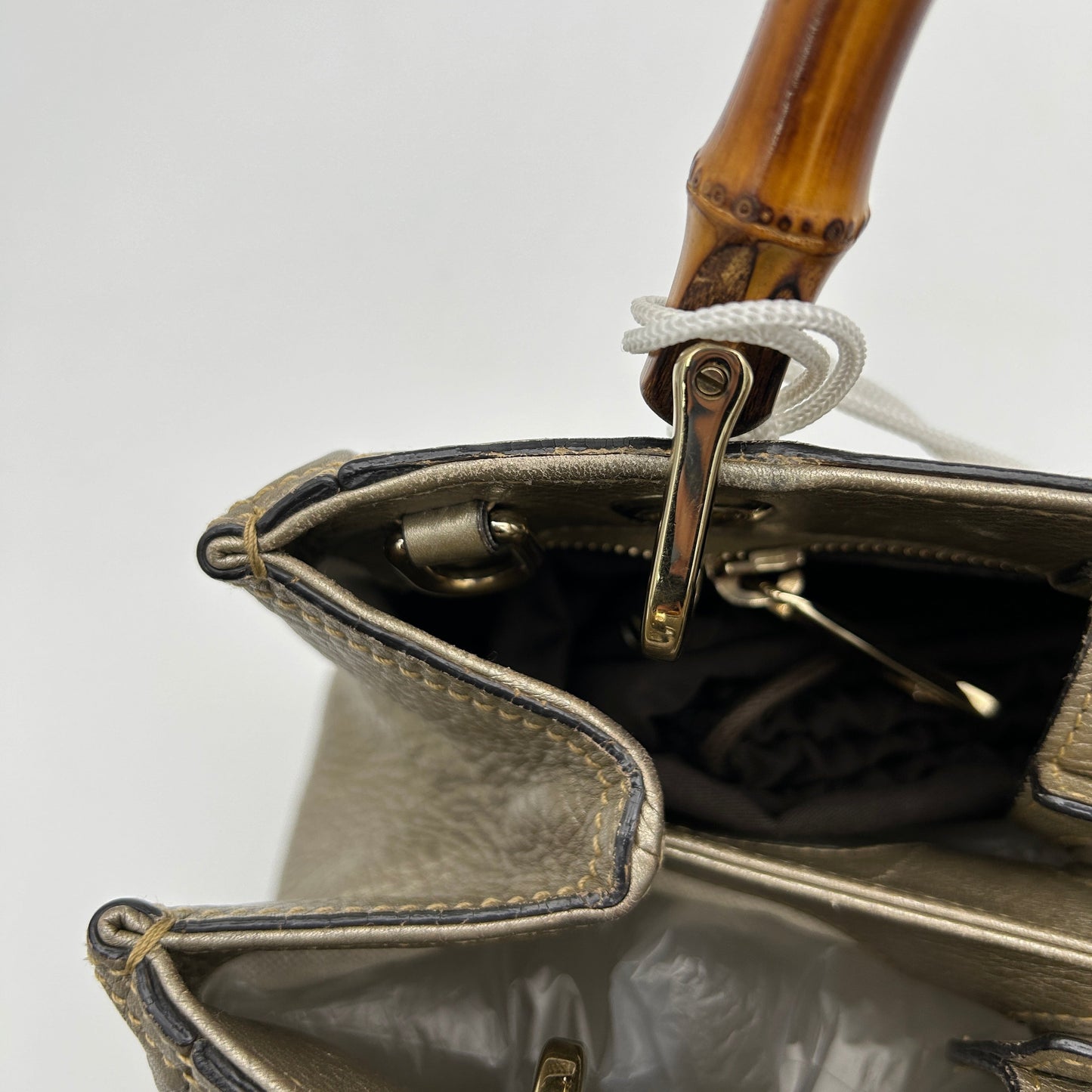 GLM-- Bamboo Shopper Bronze Mini Leather Top Handle Bag