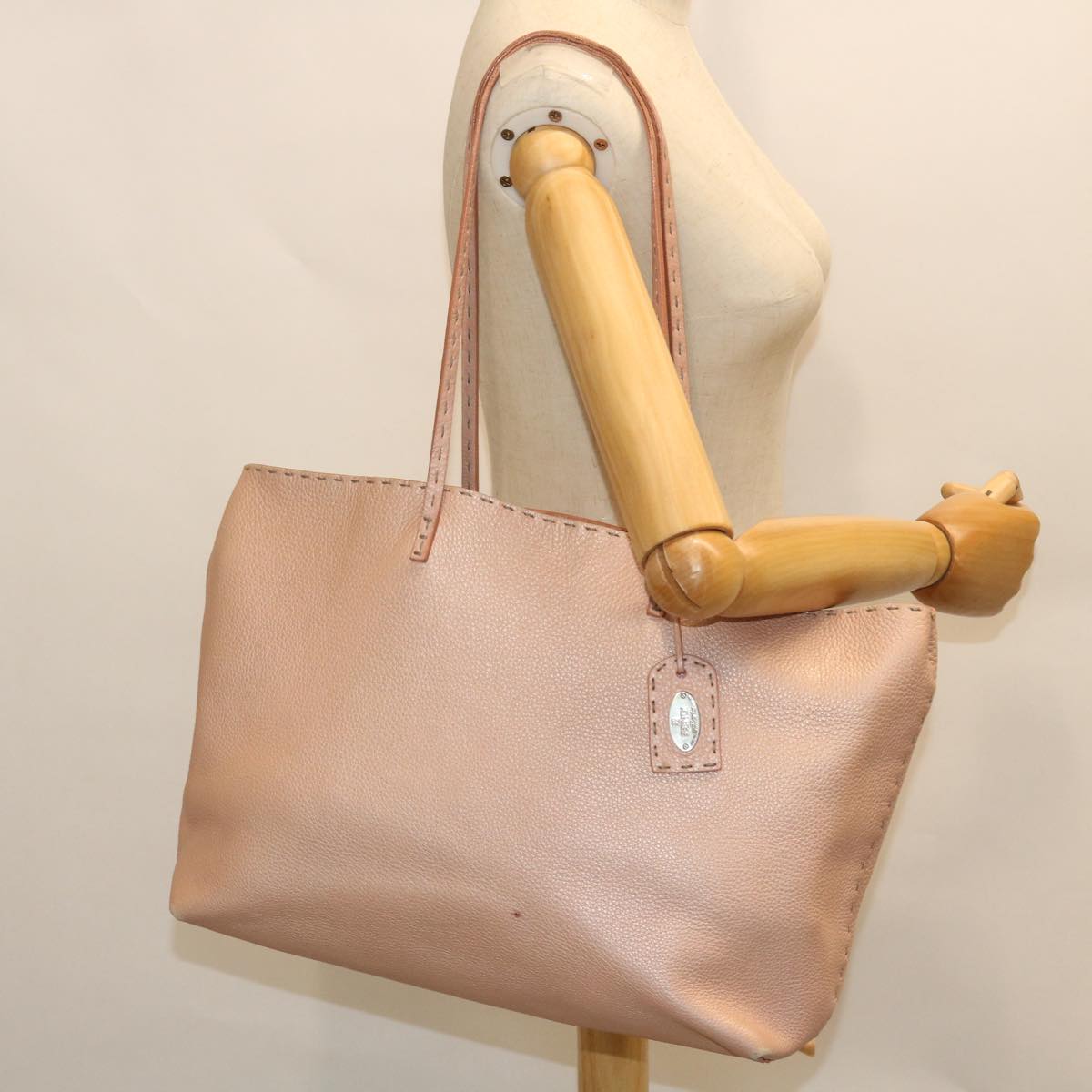 FENDI Celeria Tote Bag Leather Pink 51657