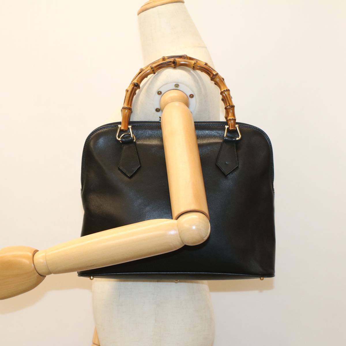 GUCCI Bamboo Hand Bag Leather Black 000 2214 0289 52034