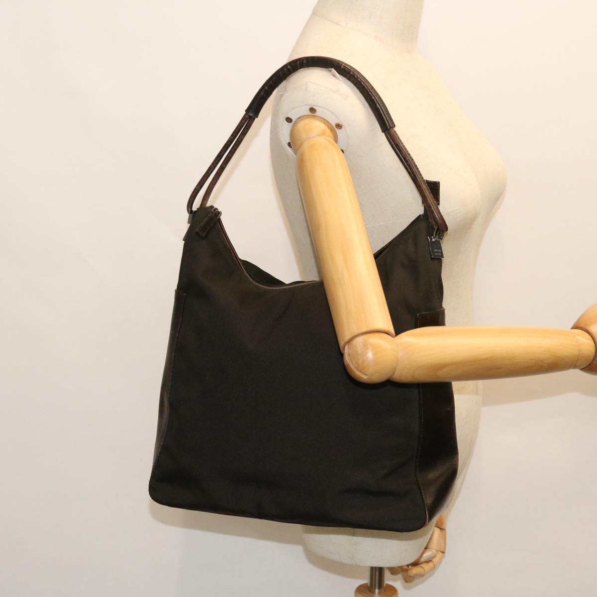 GUCCI Shoulder Bag Nylon Leather Black 52134