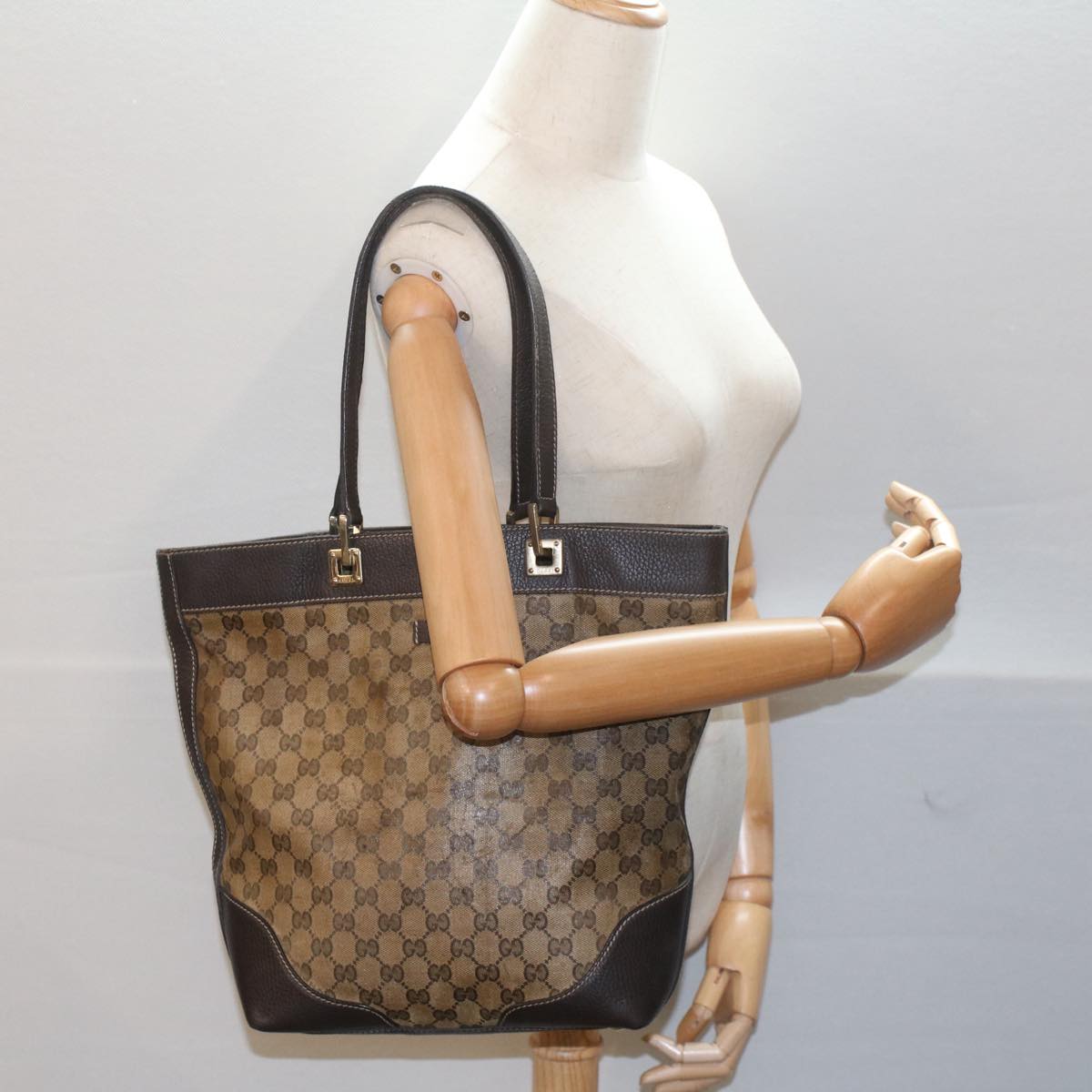 GUCCI GG Canvas Tote Bag Beige 272377 52428