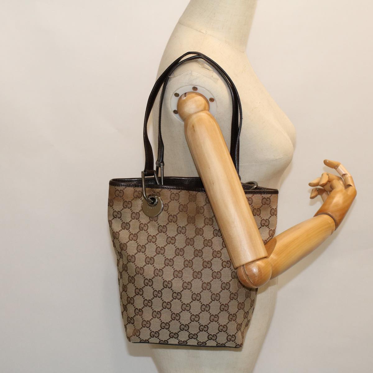GUCCI GG Canvas Tote Bag Beige Brown 53261