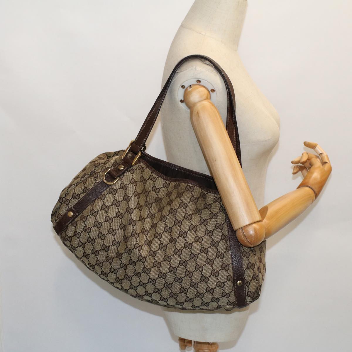GUCCI GG Canvas Tote Bag Beige Brown 53263