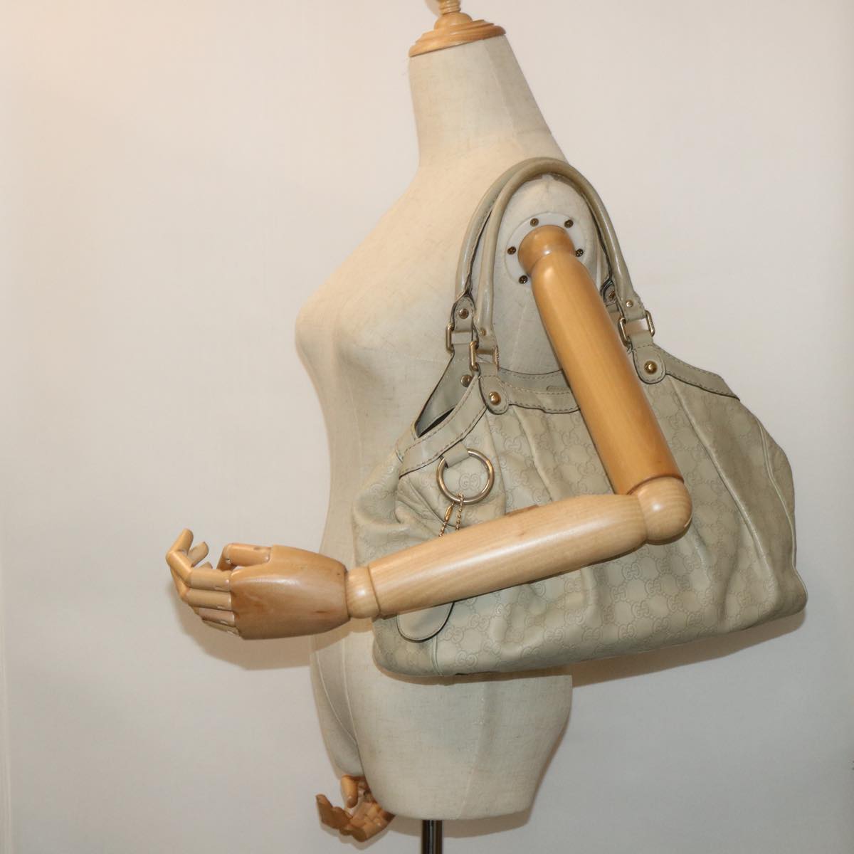 GUCCI Guccissima GG Canvas Hand Bag Leather Cream Beige 53673