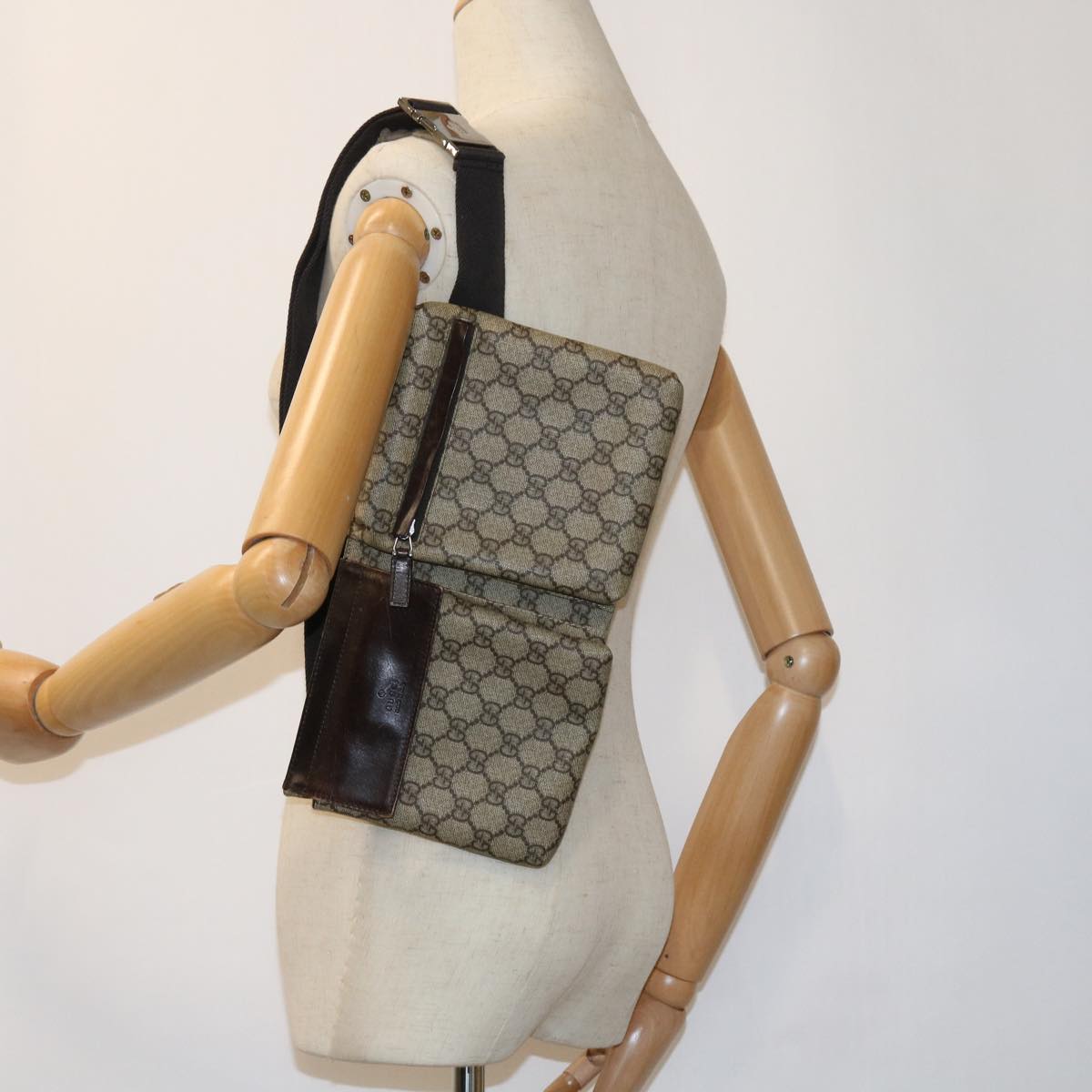 GUCCI GG Canvas Waist bag PVC Leather Beige 28566 54695