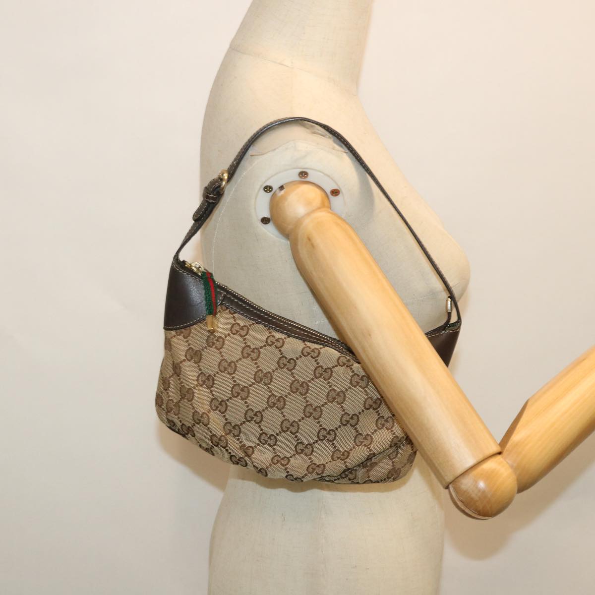 GUCCI GG Canvas Web Sherry Line Pouch Beige Red Green 224093 54781