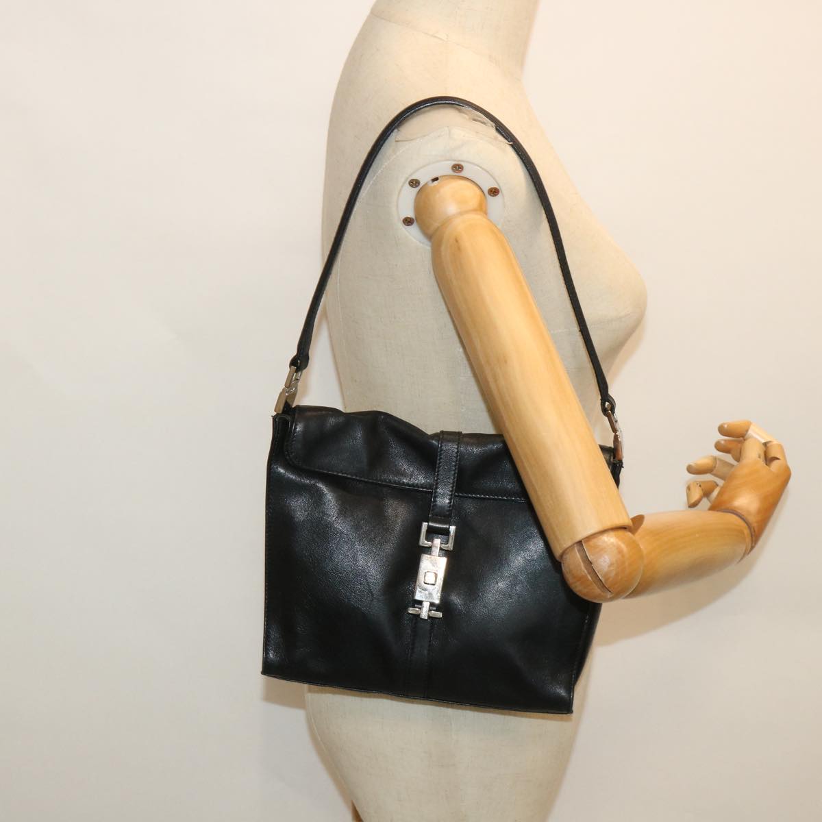 GUCCI Jackie Shoulder Bag Leather Black 54805