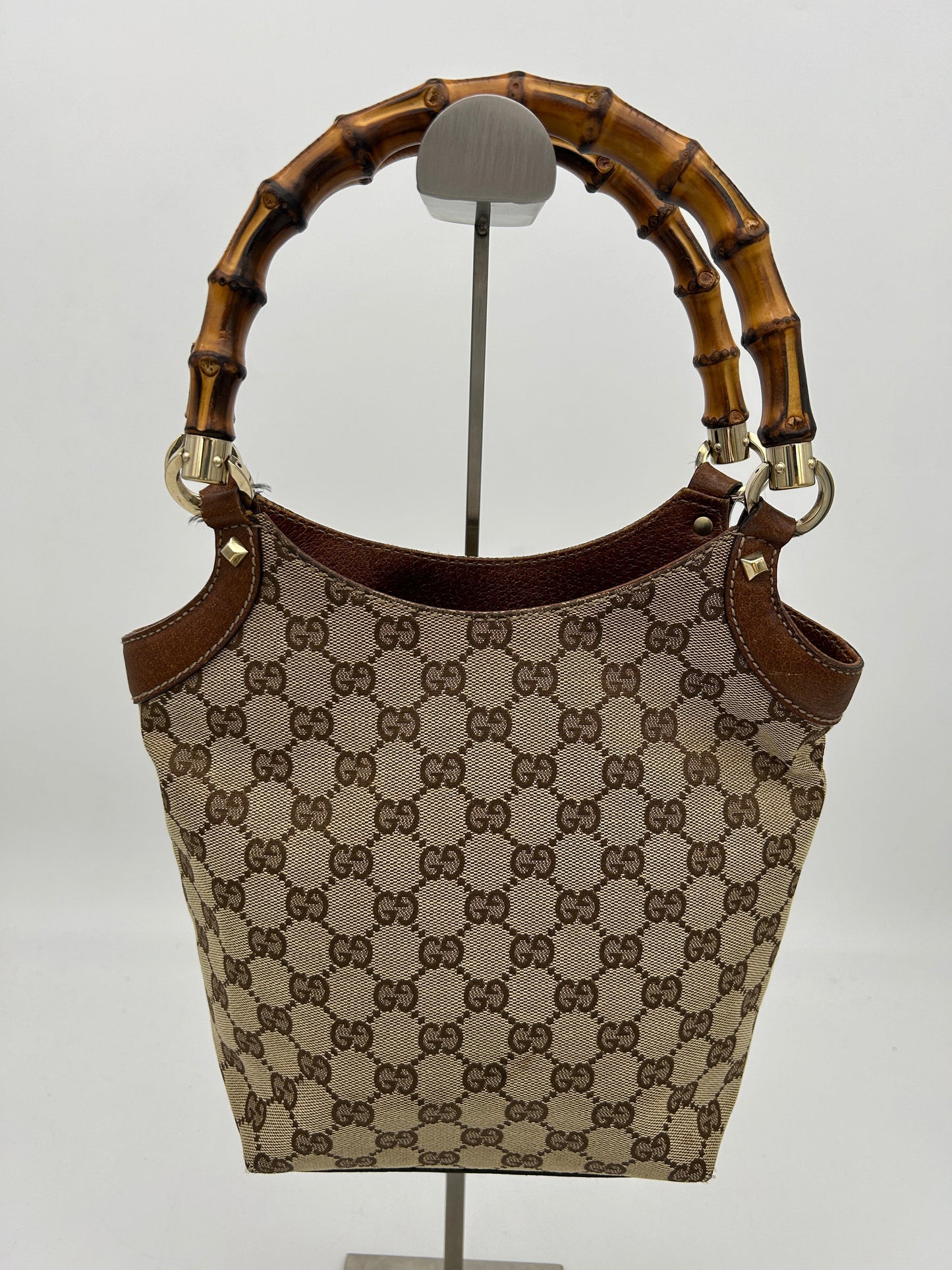GLM-- GG Canvas Bamboo Tote Brown