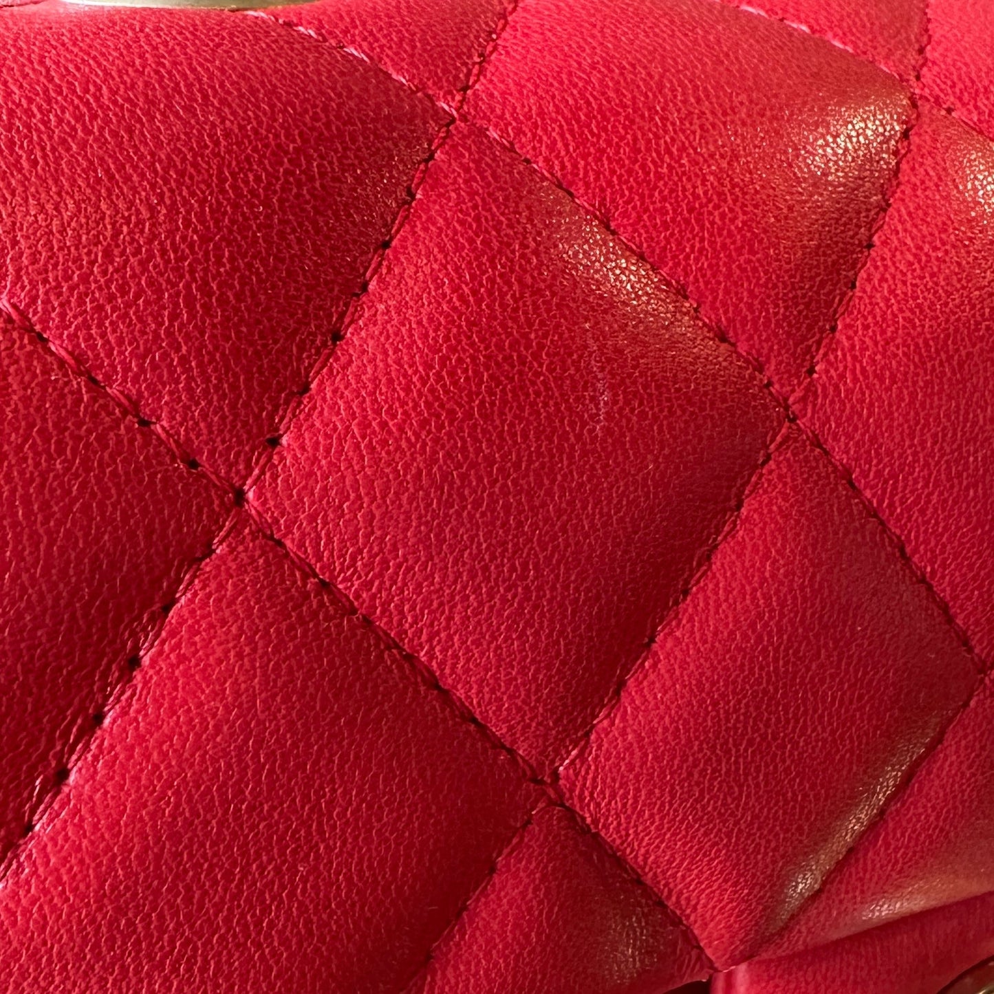 CHANEL Red Lambskin Mini Rectangle Shoulder Bag