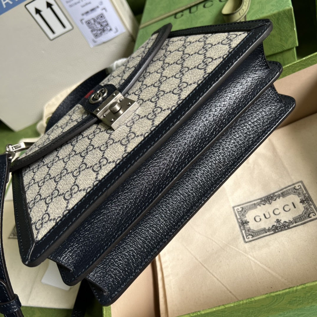 gg Ophidia Small Top Handle Bag Beige And Blue gg Supreme Canvas For Women 10in/25cm 651055 96IWN 4076