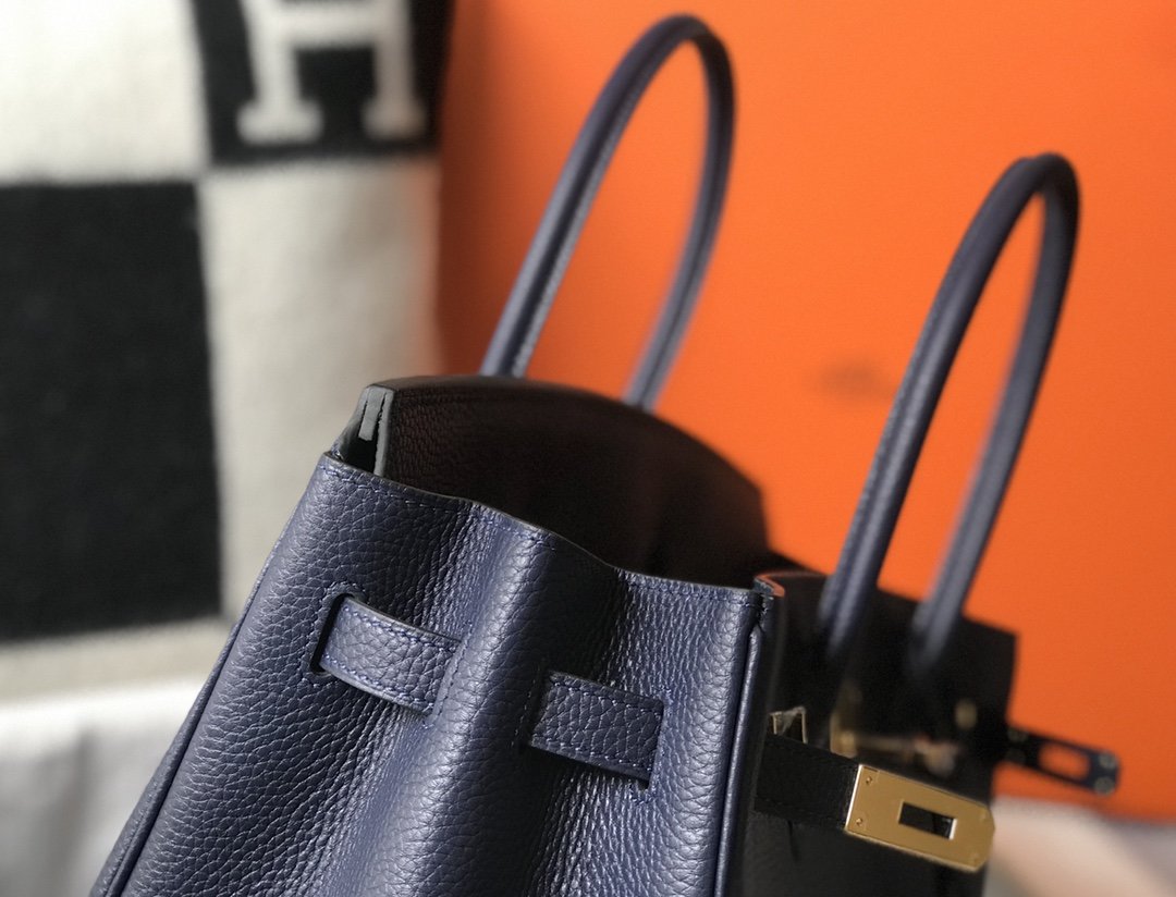 GLAMI Birkin Dark Blue For Women Gold-Toned Hardware 11in/30cm