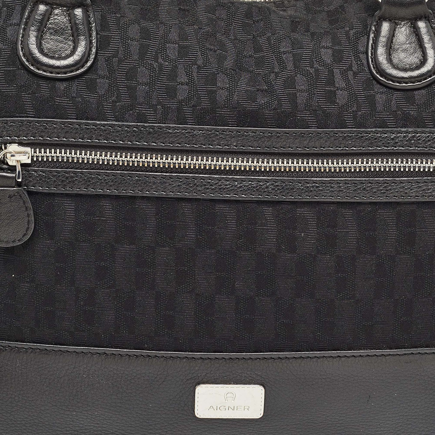 Dior Black Monogram Canvas And Leather Front Pocket Tote