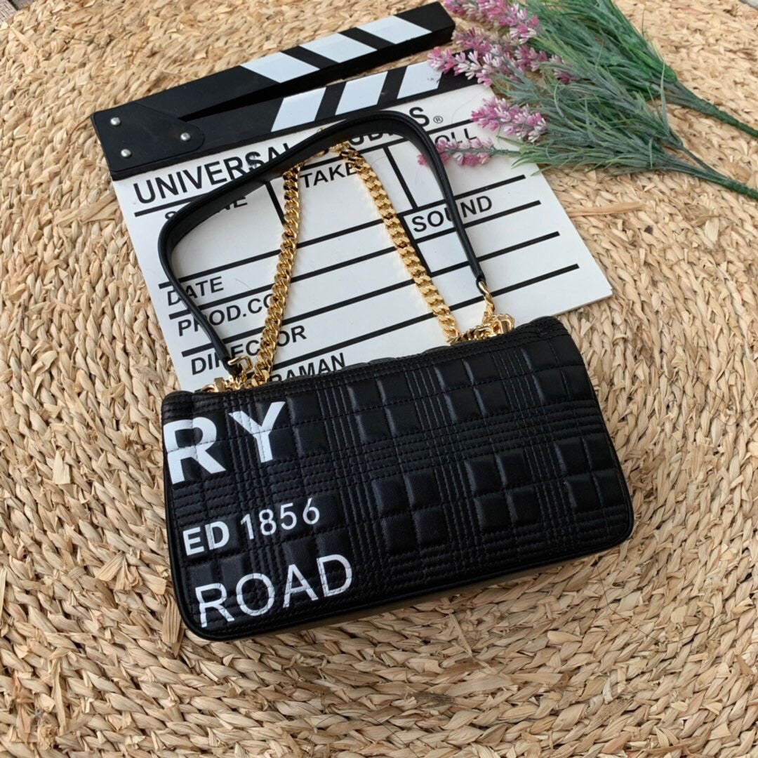 GLAMI Horseferry Print Quilted Small Lola Bag Monogram Black For Women, Bags 9in/23cm