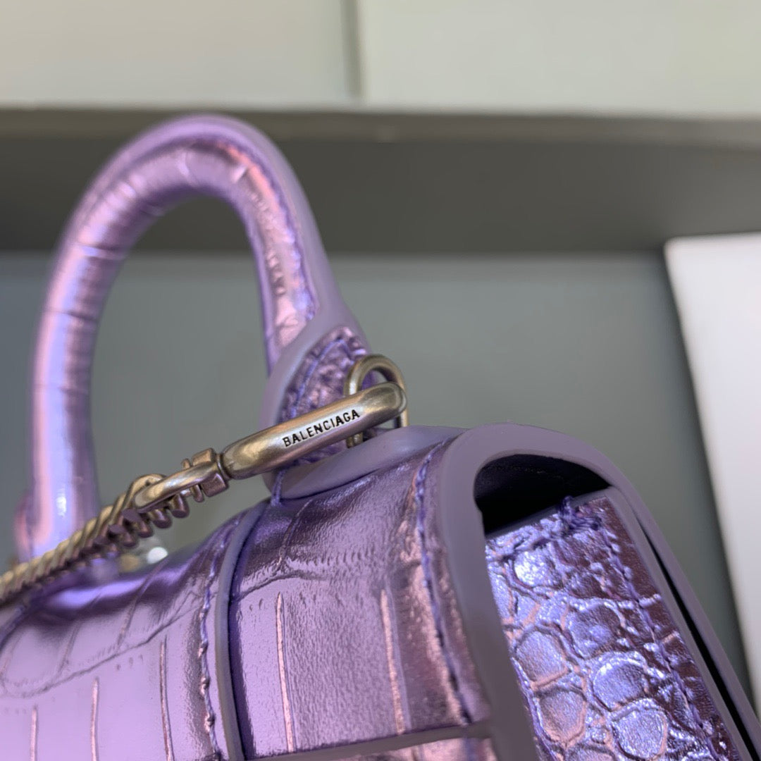 Balen Hourglass Mini Handbag With Chain In Light Violet, For Women, Bags 4.7in/12cm