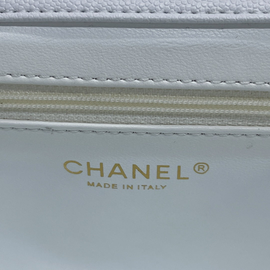 CHLMini GlamIap Bag Top Handle White For Women 7.5in/19cm