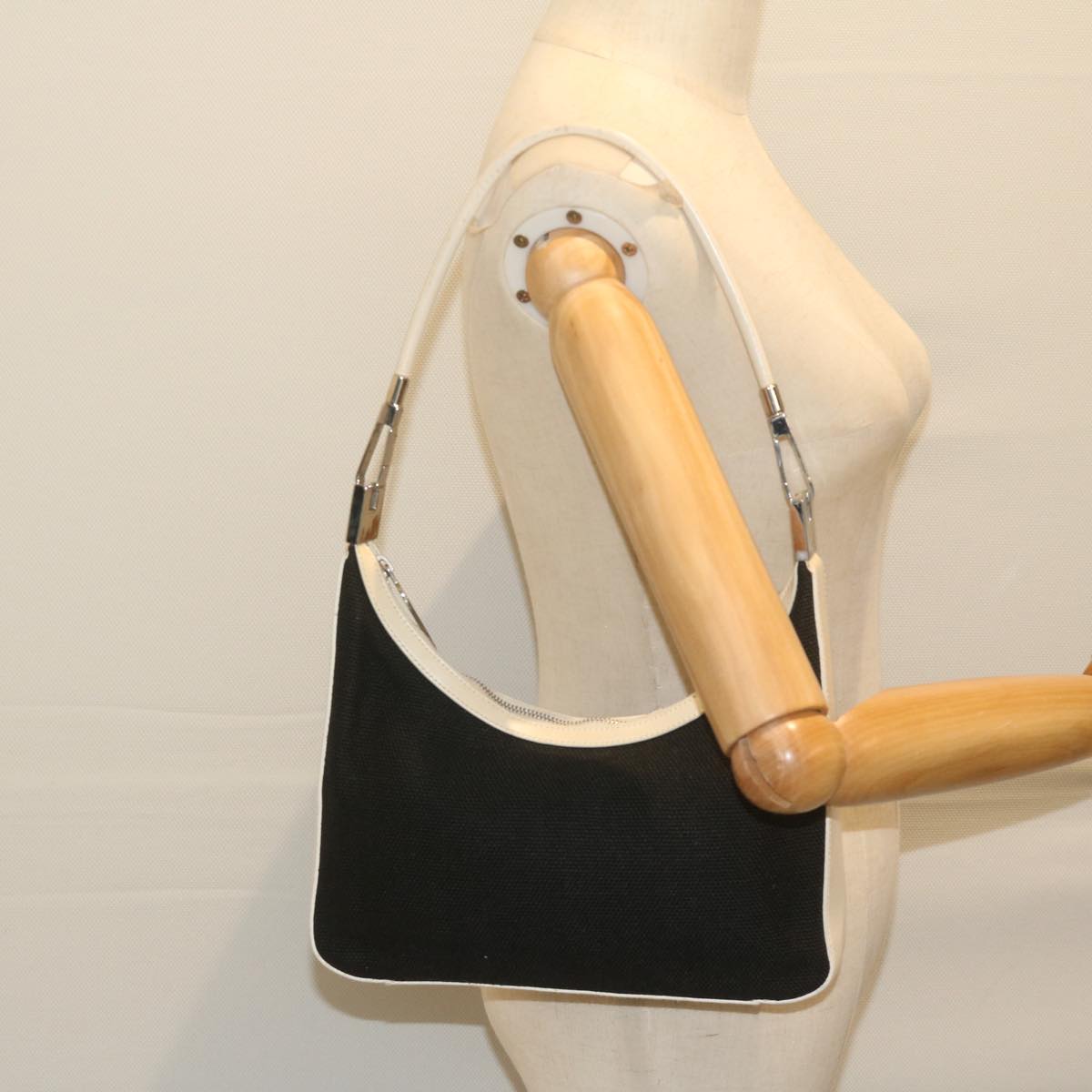 GUCCI Shoulder Bag Canvas White Black 001 3812 61341