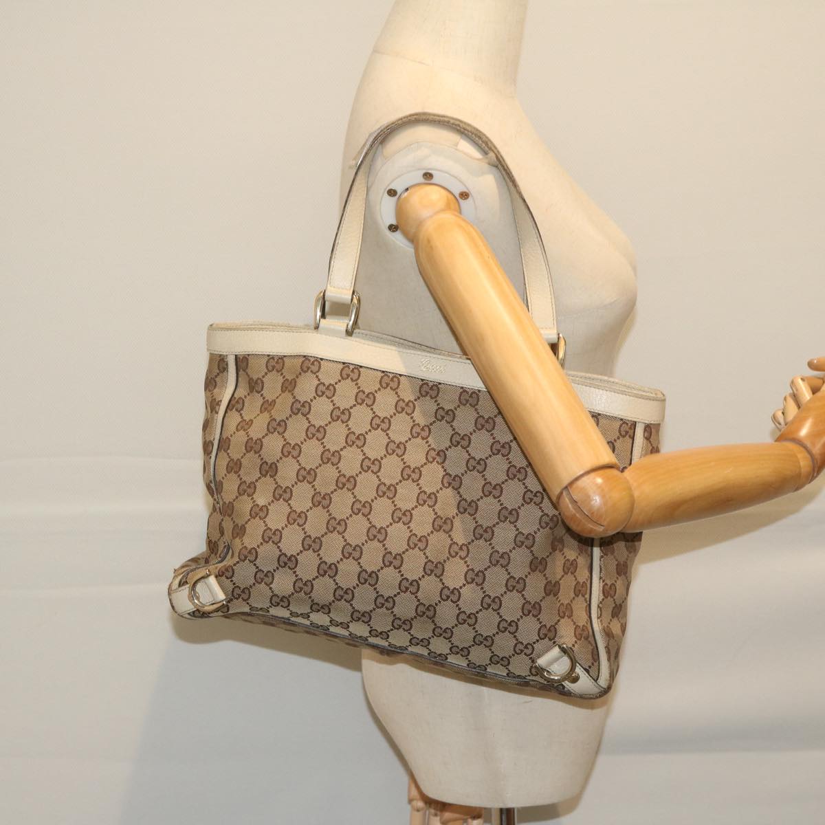 GUCCI GG Canvas Tote Bag Beige 170004 61842