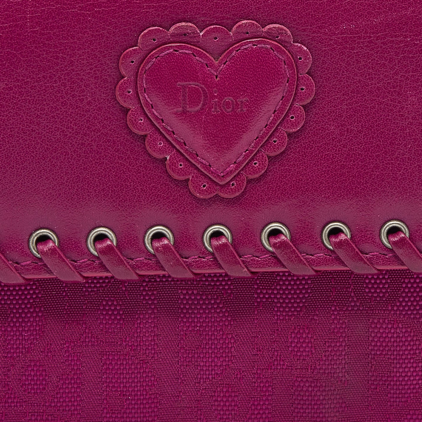 Dior Pink Oblique Canvas And Leather Trim Flap Continental Wallet