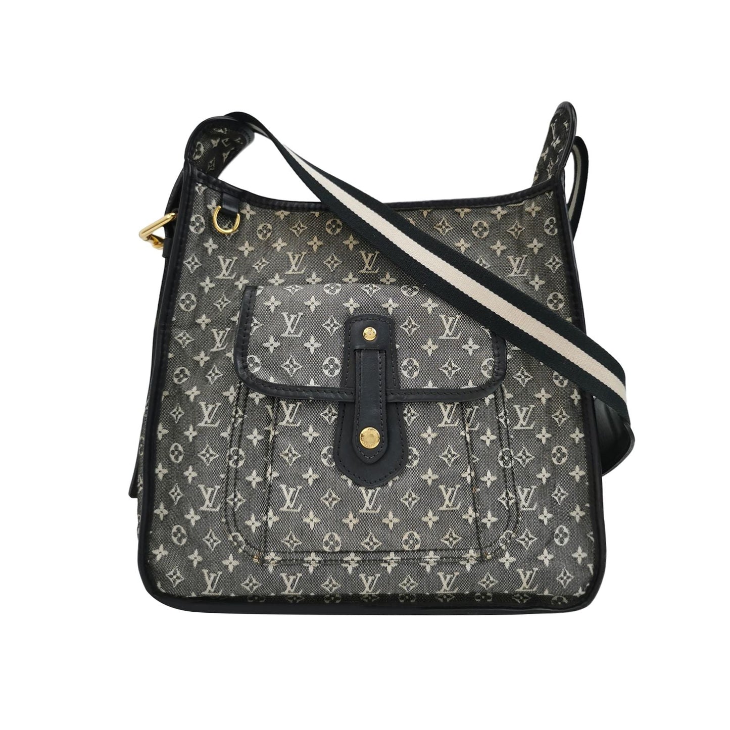 Preloved GLM-Besace Mary Kate Leather Canvas Crossbody Bag 250408781140156