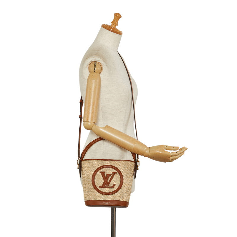 Louis Vuitton Bucket Handbag 2WAY M59962 Natural Brown Leather Raffia Louis Vuitton