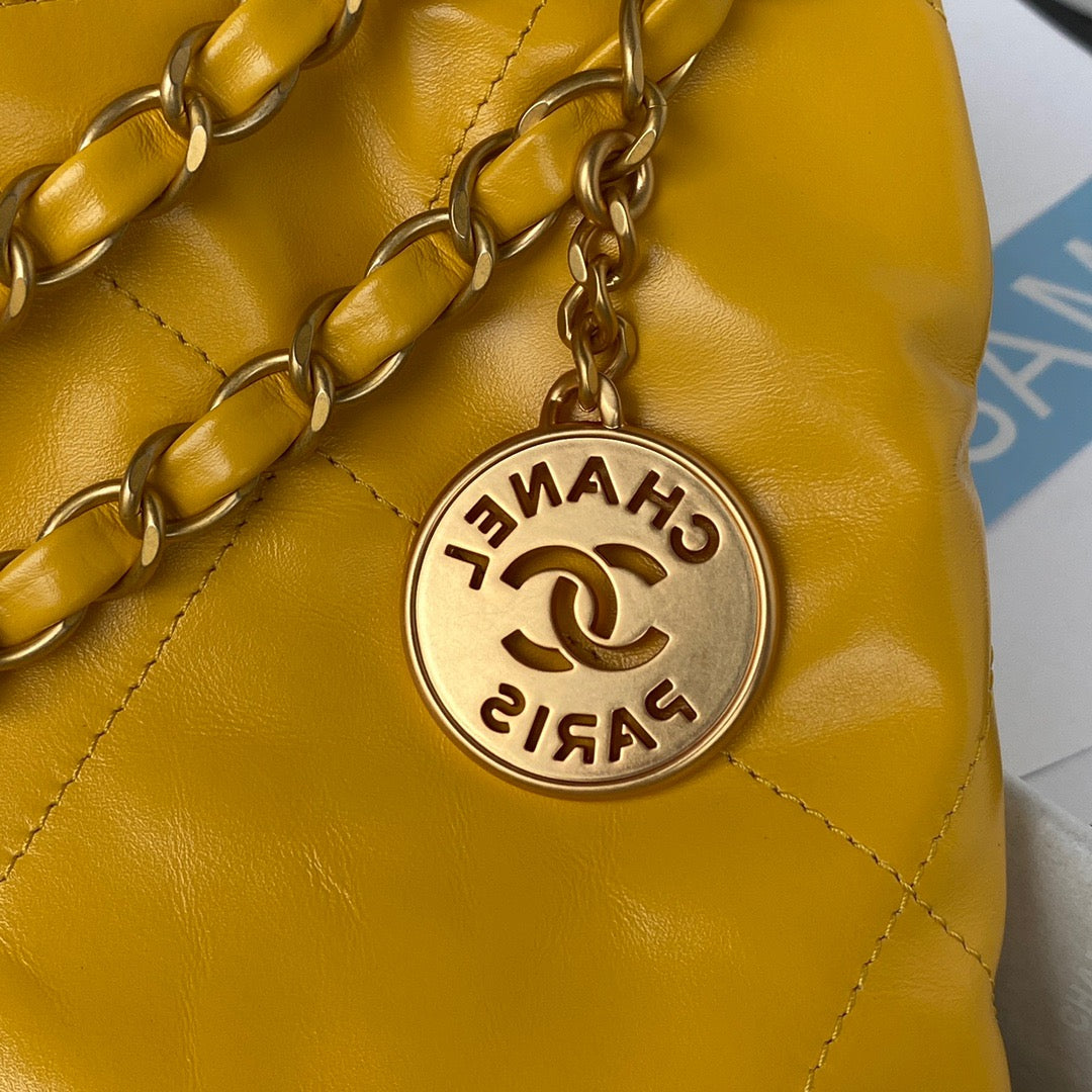 CHL 22 Handbag Gold Hardware Shiny Yellow For Women Handbags, Shoulder Bags 16.5in/38cm AS3261
