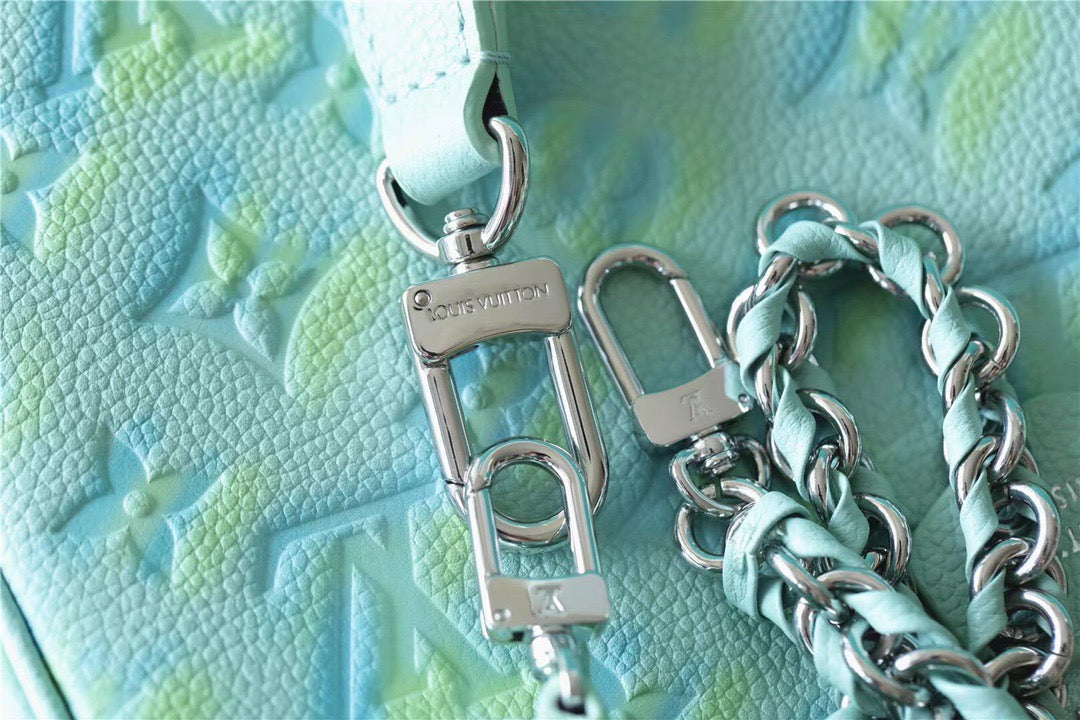 LV Multi Pochette AcGLAMIssoires Monogram Empreinte Vert D’eau Green For Women, Women’s Handbags 9.4in/24cm LV M46180