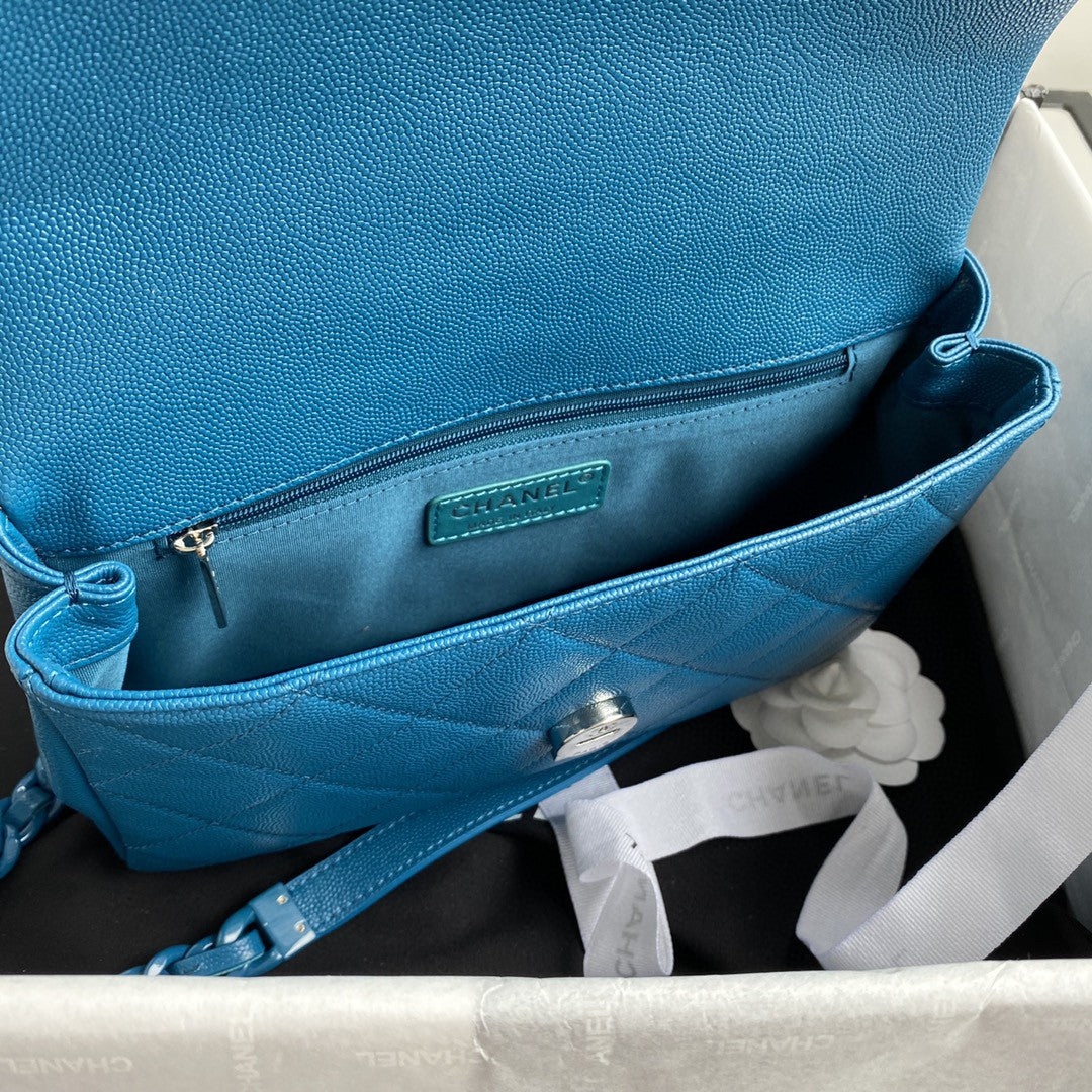 CHLGlamIap Bag Red Hardware Grained Blue For Women Handbags, Shoulder Bags 9.4in/24cm AS2303