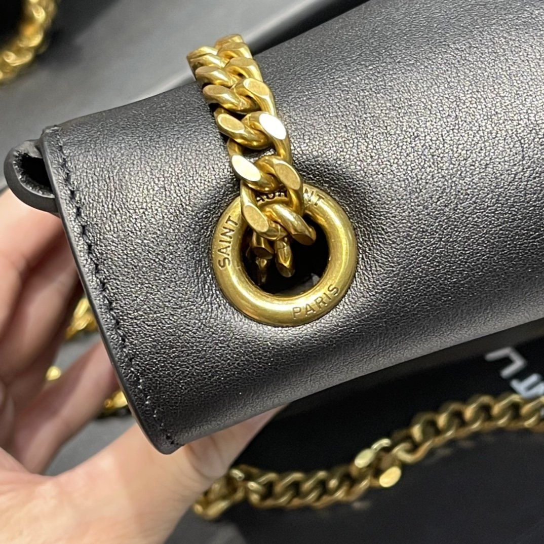GLAMI Kate MeGLAMIum Reversible Chain Bag Black In Suede With Gold Hardware For Women 11.2in/29cm YSL